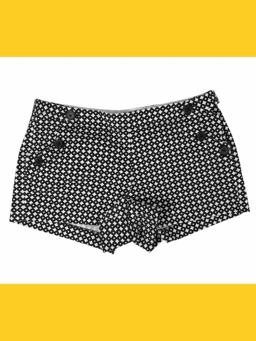J. Crew Women's Black & White Patterned Cotton Chino Shorts Stretch Comfort 10